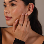 Pave Mixed Metal Linked Ring Set Silver 18K Gold Plated
