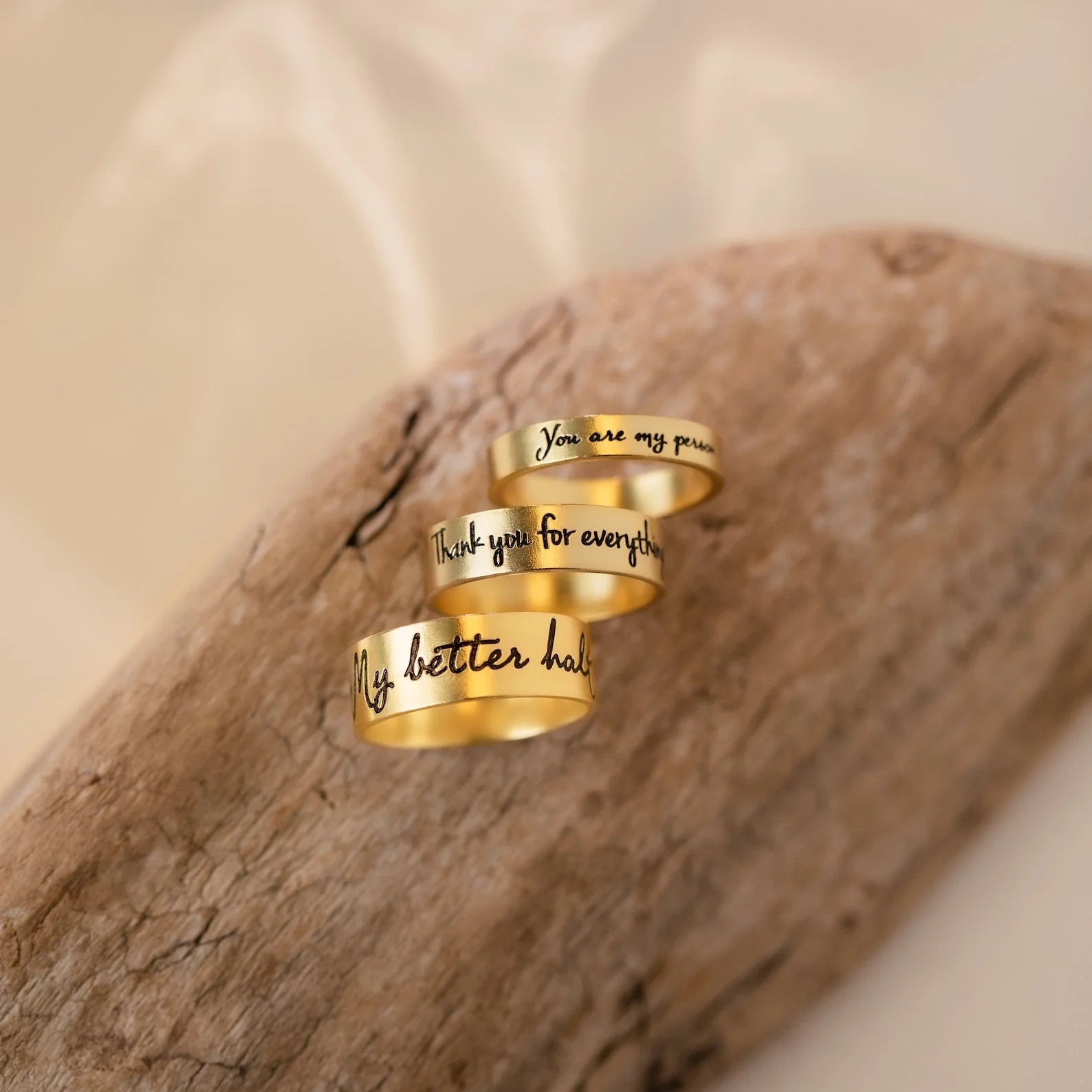 Handwriting Band Silver 18K Gold Plated