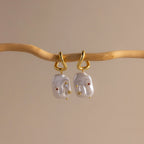 Celestial Baroque Pearl Charm Hoops Silver 18K Gold Plated