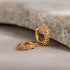 Diamond Cluster Huggies Silver 18K Gold Plated