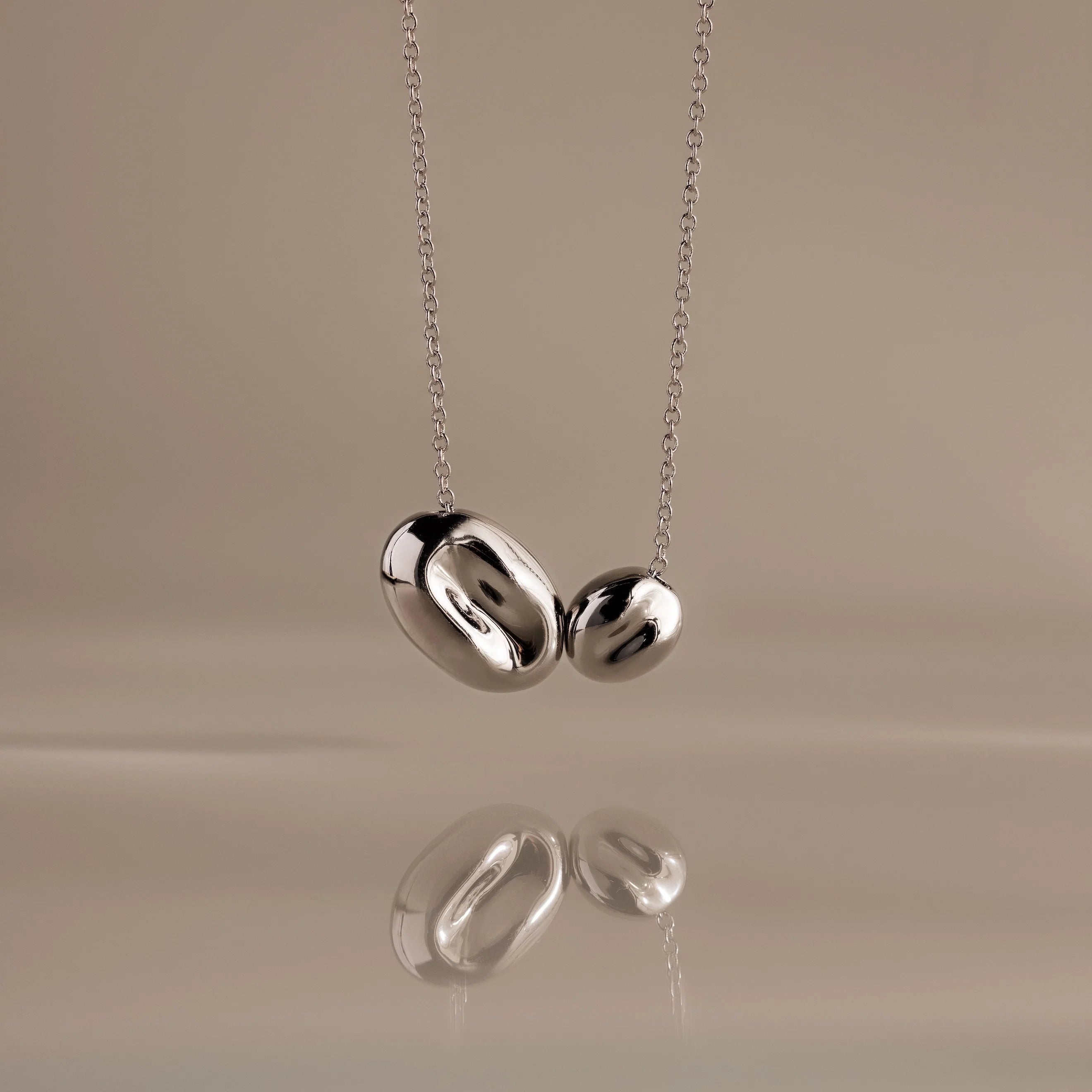 Duo Pebble Necklace Silver 18K Gold Plated