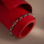 Diamond Garnet Heart Tennis Bracelet Silver 18K Gold Plated