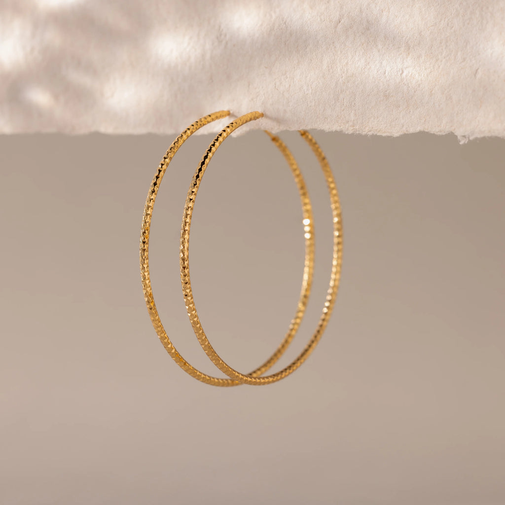 Large Sparkle Hoops Silver 18K Gold Plated