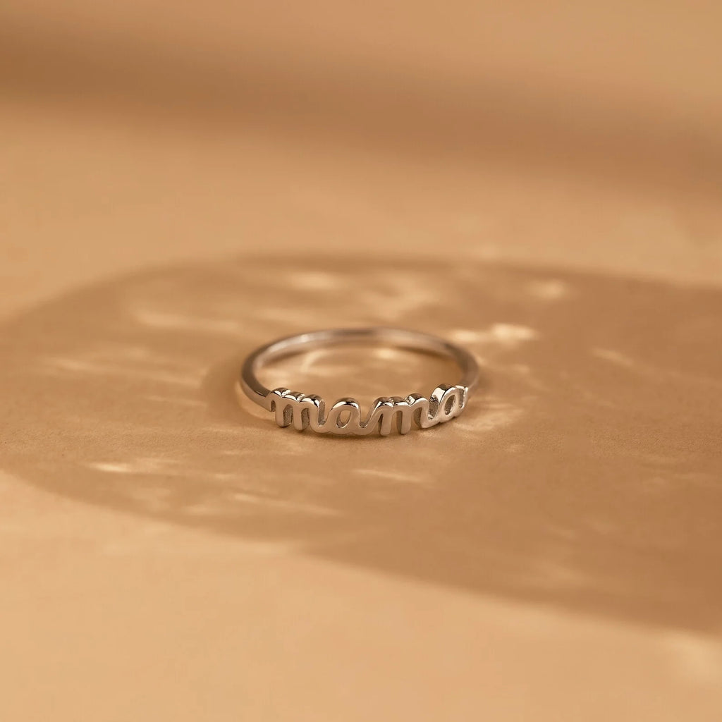 Dainty Mama Ring Silver 18K Gold Plated