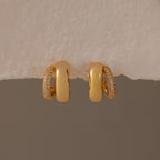 Diamond Duo Pave Dome Studs Silver 18K Gold Plated