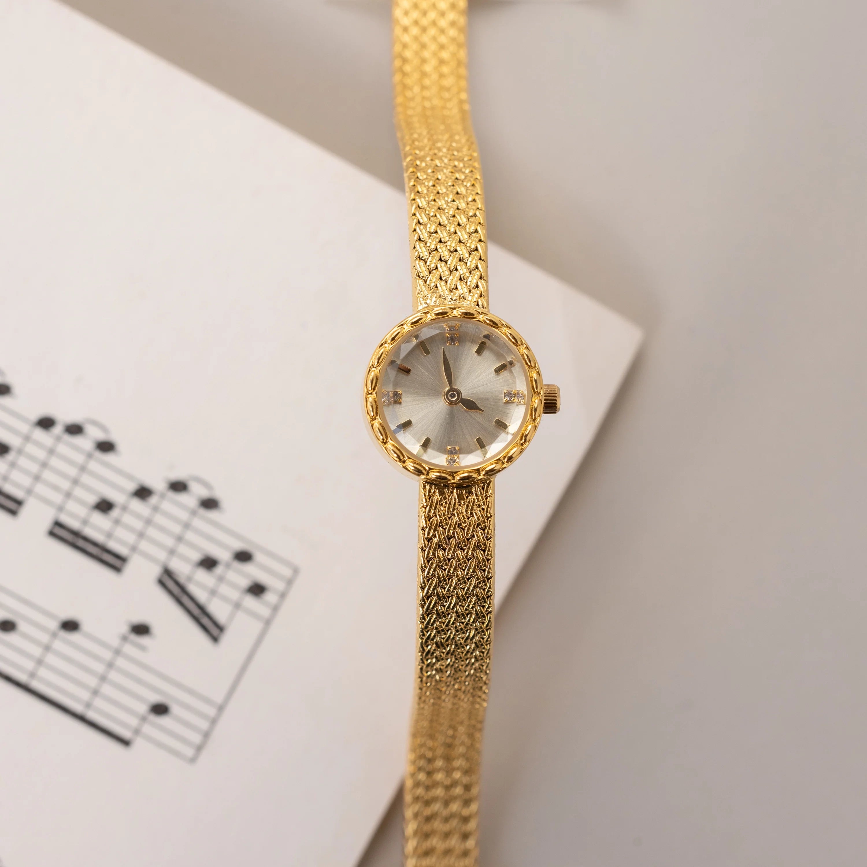 Round Braided Timepiece Silver 18K Gold Plated