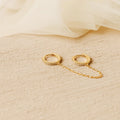 Diamond Pave Duo Chain Earring Silver 18K Gold Plated