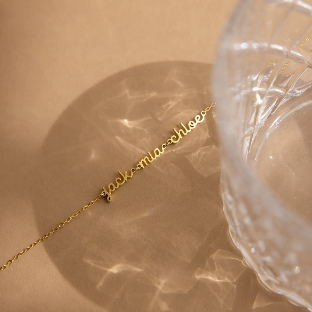 Petite Tiny Multiple Name Bracelet Silver 18K Gold Plated