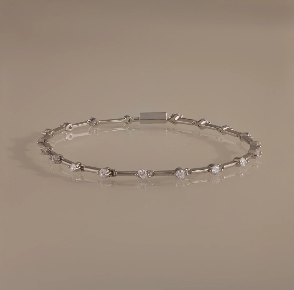Sprinkle Diamond Tennis Bracelet Silver 18K Gold Plated
