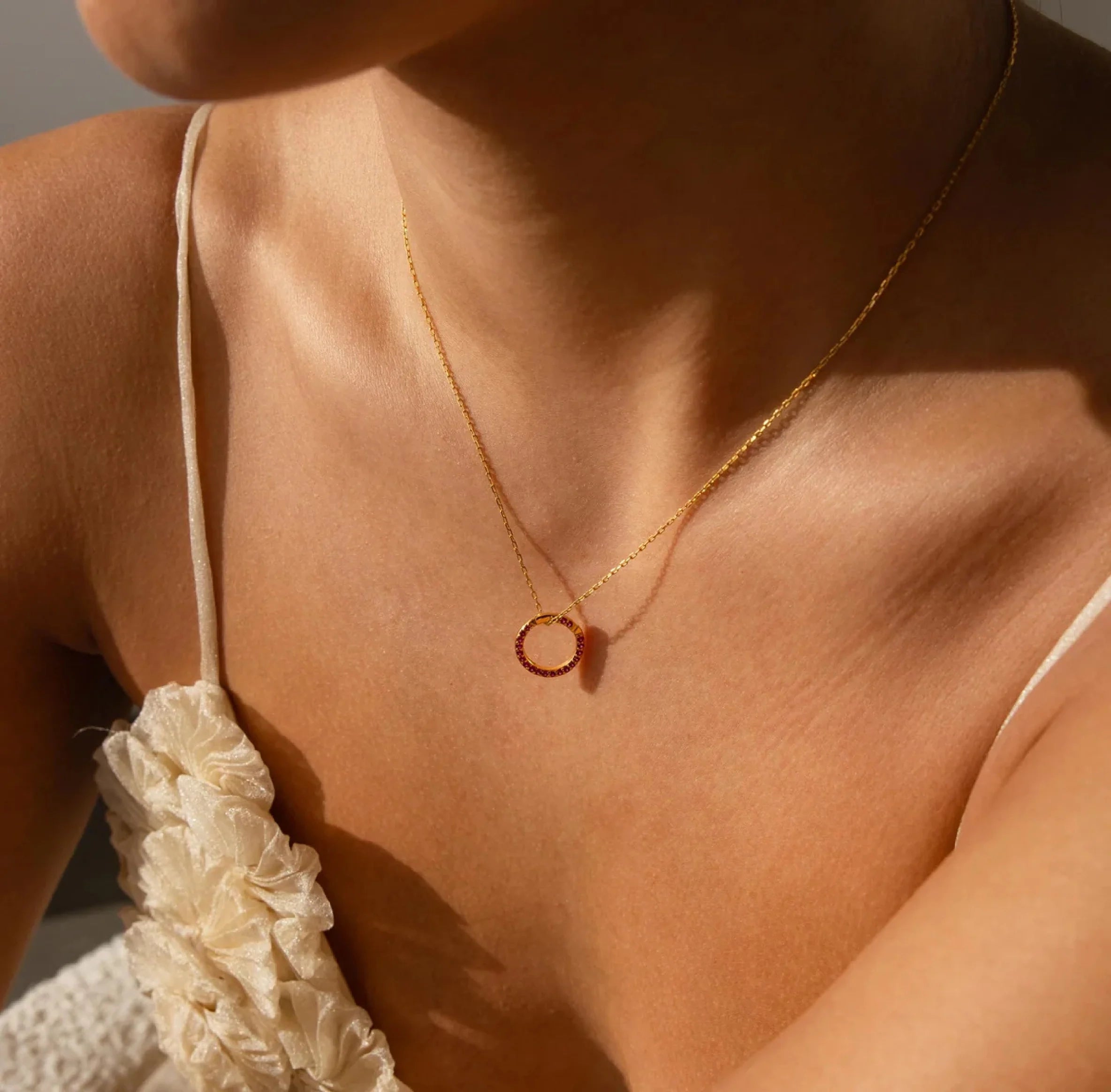 Dainty Pavé Garnet Charm