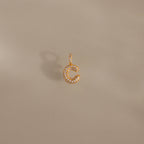 Diamond Pave Bubble Letter Charm Silver 18K Gold Plated