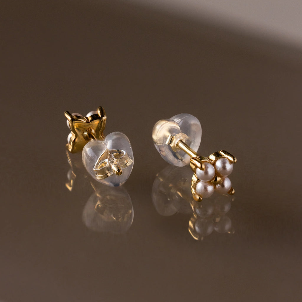Heart & Flower Earring Backs  Silver 18K Gold Plated