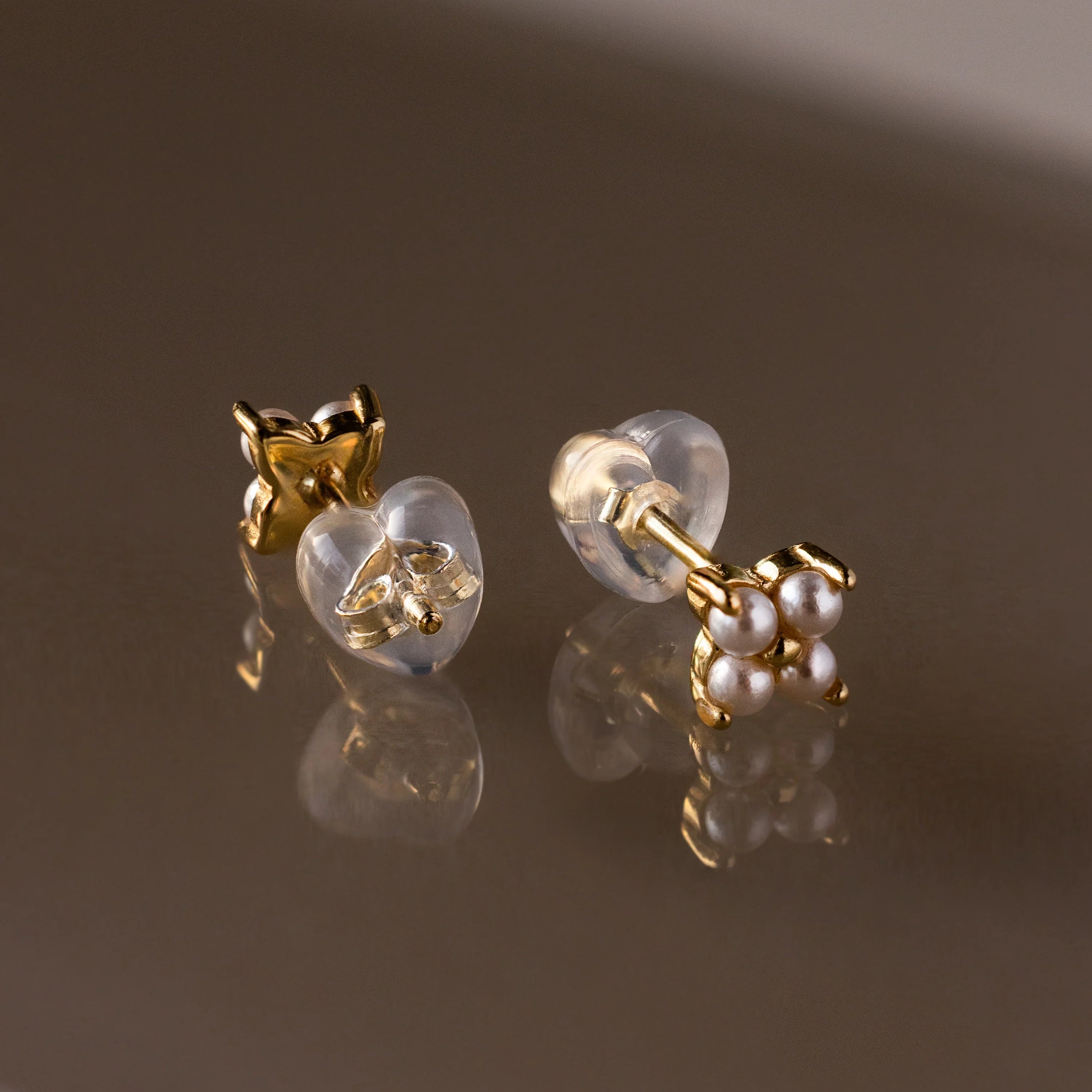 Heart & Flower Earring Backs  Silver 18K Gold Plated