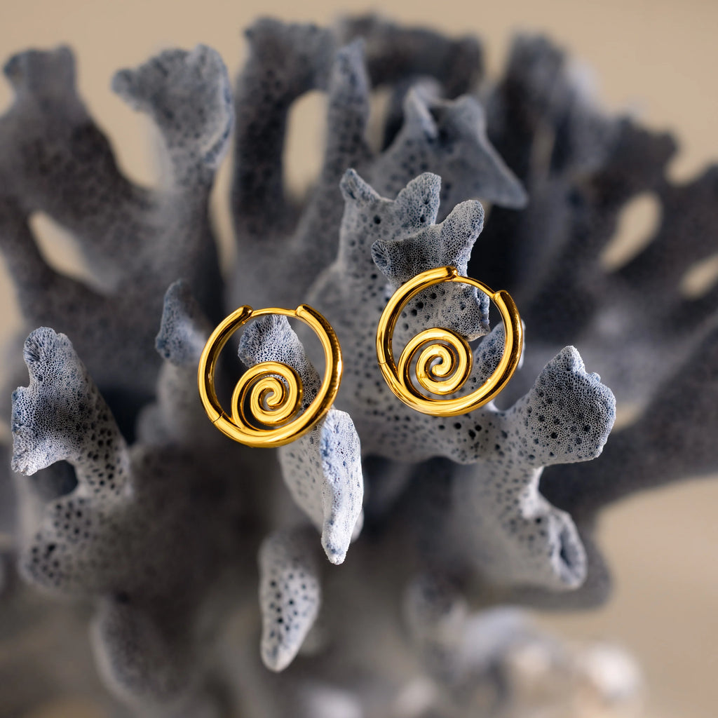 Spiral Swirl Hoops Silver 18K Gold Plated
