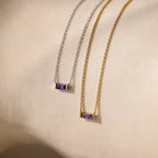 Emery Birthstone Necklace Silver 18K Gold Plated