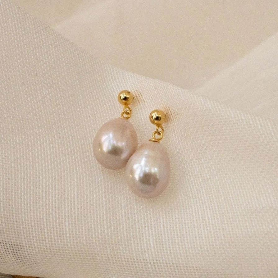 Baroque Pearl Earrings Silver 18K Gold Plated