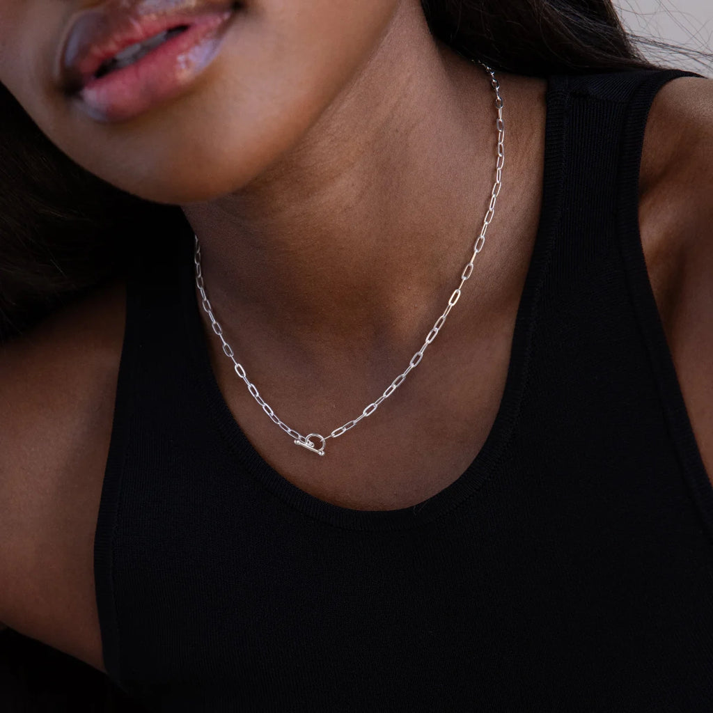Dainty Link Chain Necklace Silver 18K Gold Plated