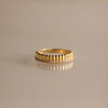Ribbed Diamond Stack Ring Silver 18K Gold Plated