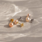 Pink Pearl Studs Silver 18K Gold Plated