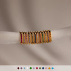 Baguette Birthstone Link Earrings Silver 18K Gold Plated