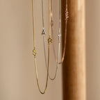 Duo Initial Necklace in Box Chain Silver 18K Gold Plated