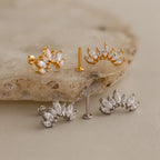 Marquise Diamond Flatback Climbers Silver 18K Gold Plated