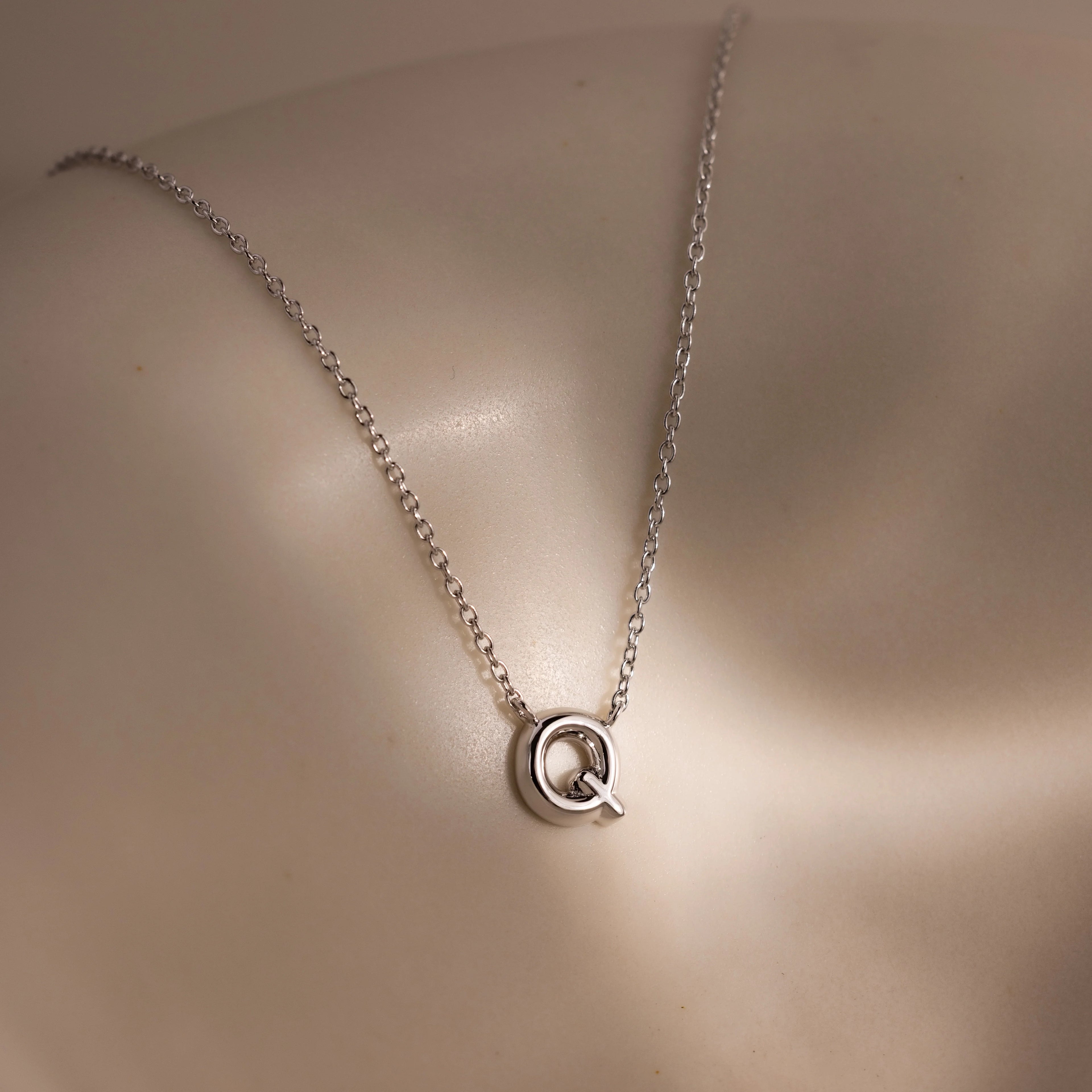 Dainty Bubble Letter Necklace Silver 18K Gold Plated
