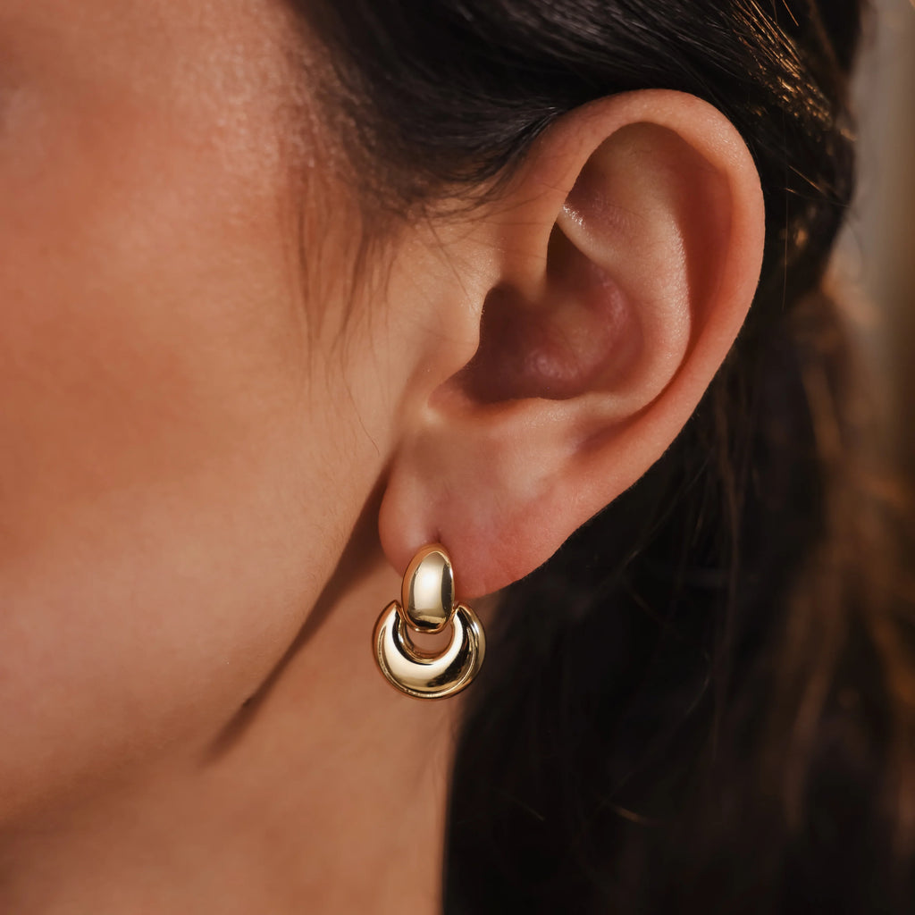 Eclipse Dome Studs Silver 18K Gold Plated