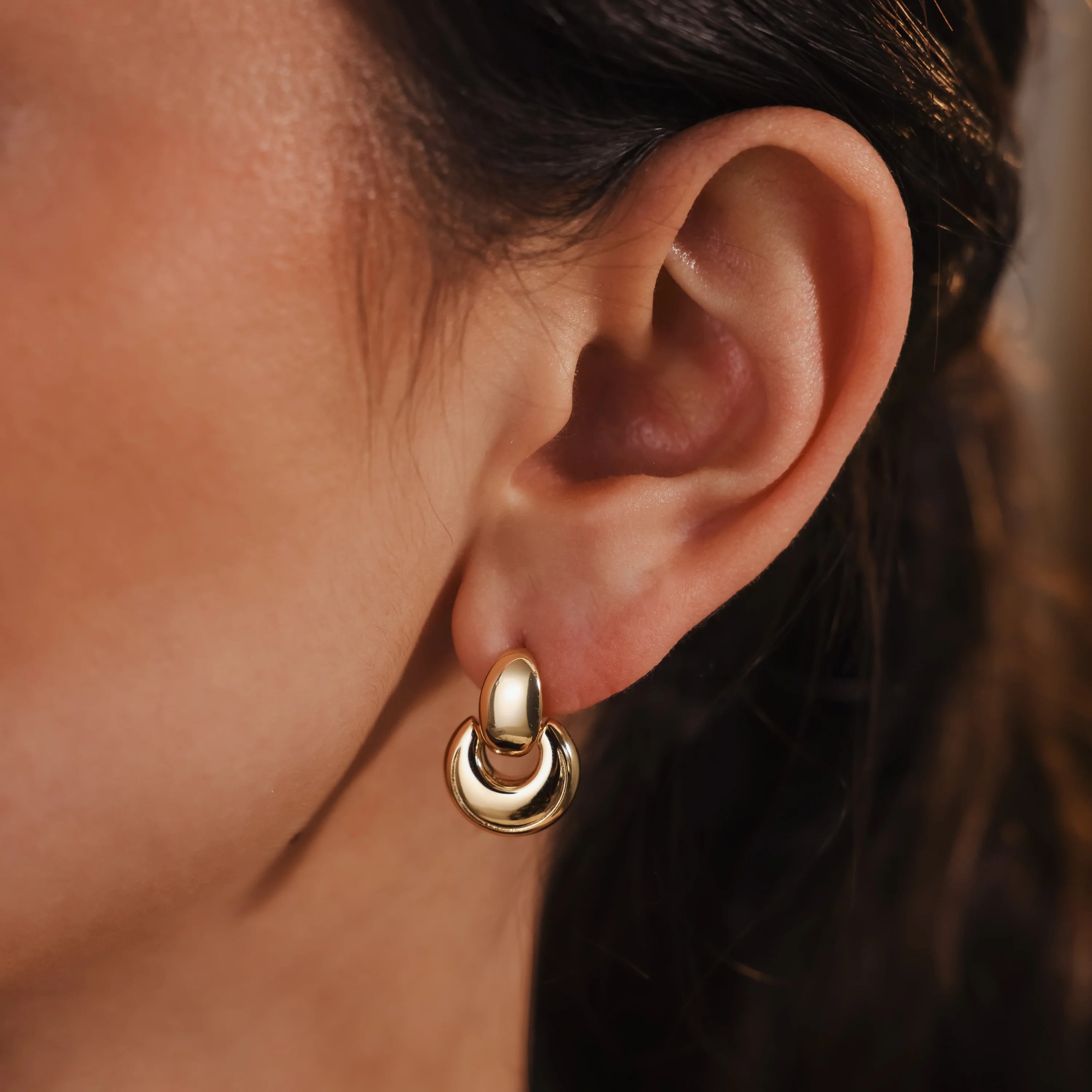 Eclipse Dome Studs Silver 18K Gold Plated