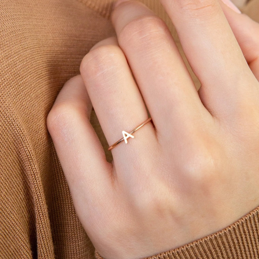 Alex Dainty Letter Ring Silver 18K Gold Plated
