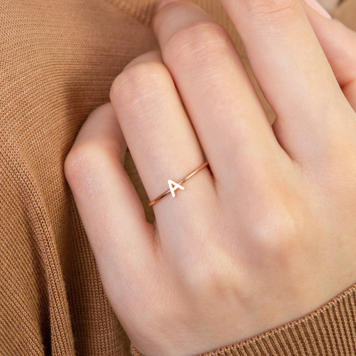 Alex Dainty Letter Ring Silver 18K Gold Plated