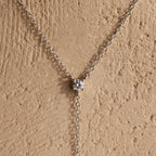 Diamond Pearl Drop Lariat Necklace  Silver 18K Gold Plated