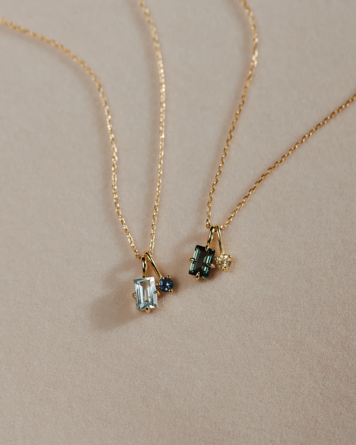 Solid Gold Toi et Moi Necklace