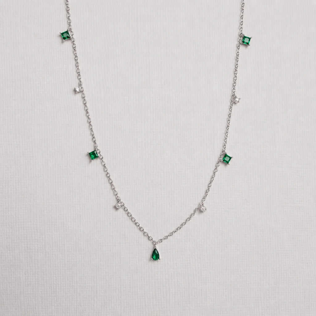 Emerald Diamond Station Necklace