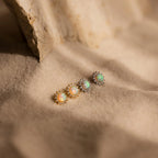Diamond Opal Moon Studs Silver 18K Gold Plated