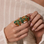 Oval Cut Jade Signet Ring Silver 18K Gold Plated
