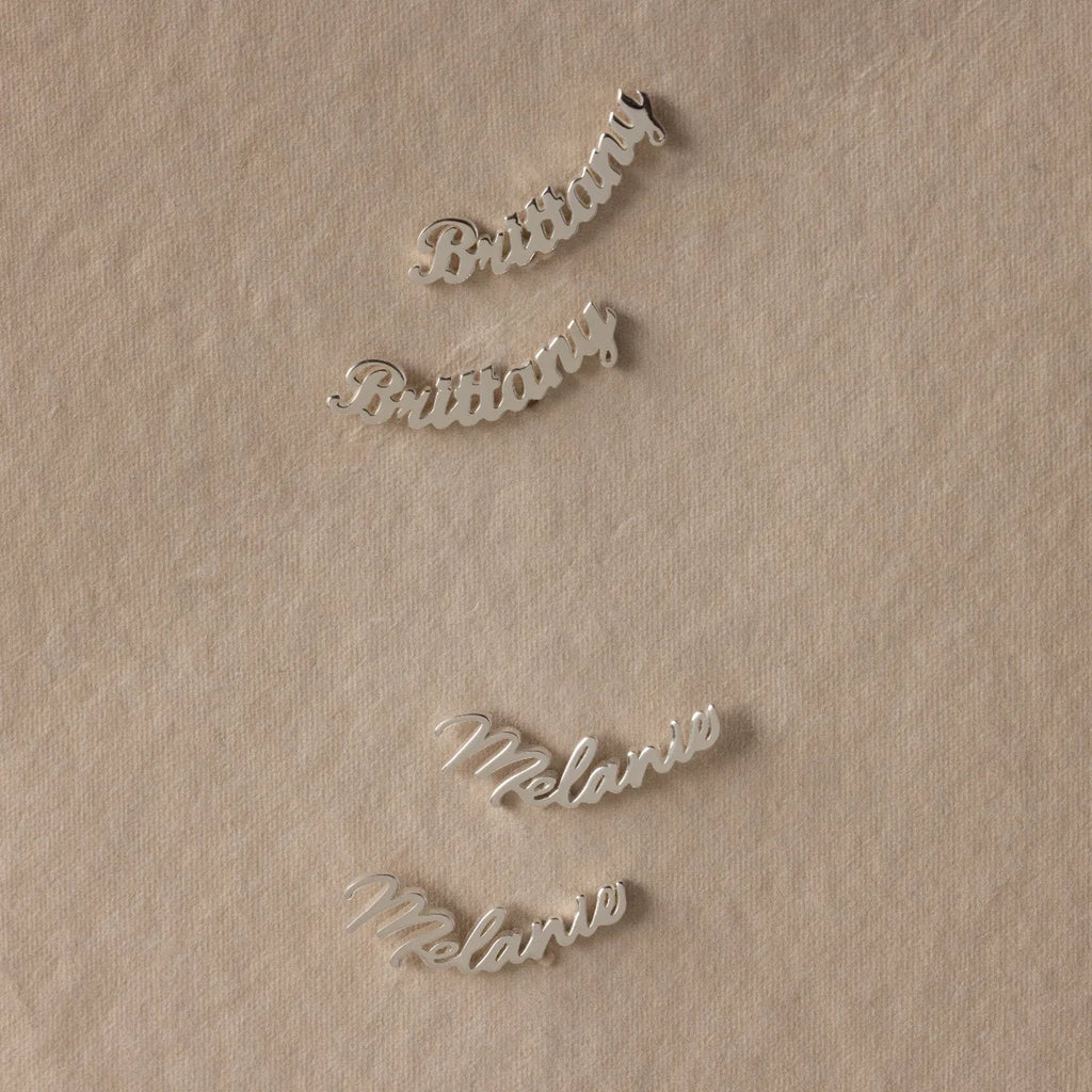 London Name Earrings Silver 18K Gold Plated
