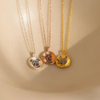 Pet Portrait Coin Necklace Silver 18K Gold Plated