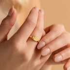 Oval Signet Charm Ring Silver 18K Gold Plated