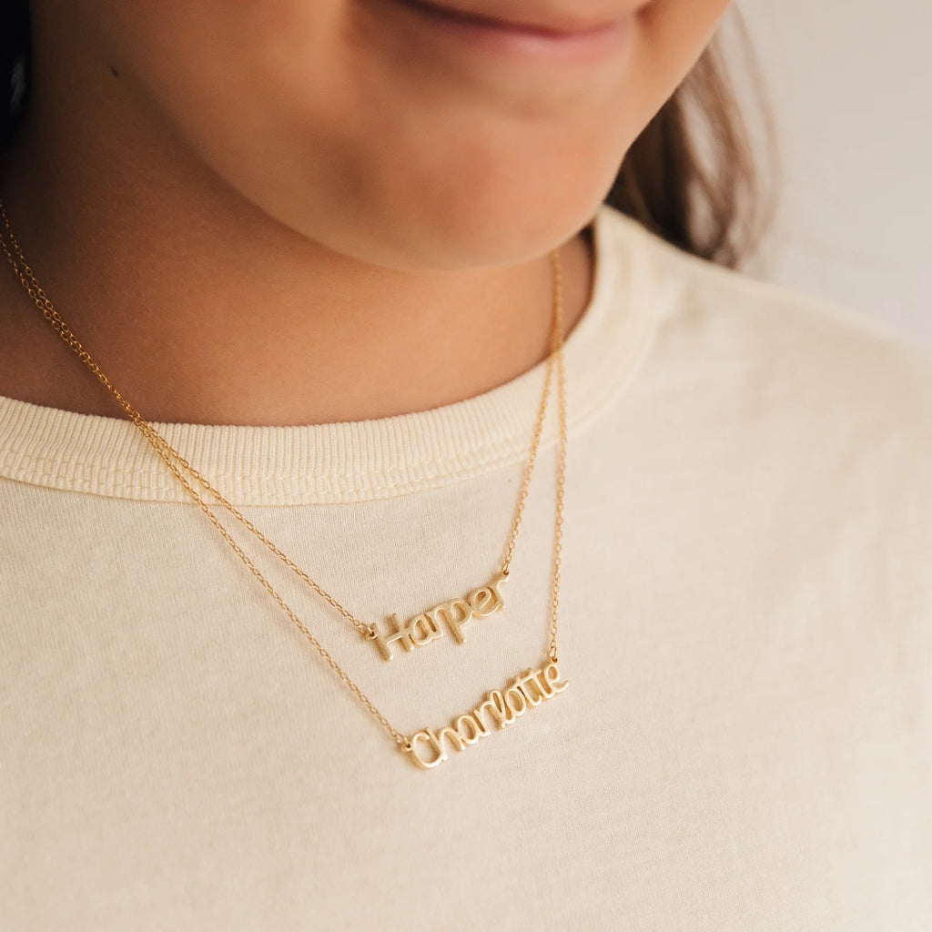 Maine Kid's Name Necklace Silver 18K Gold Plated