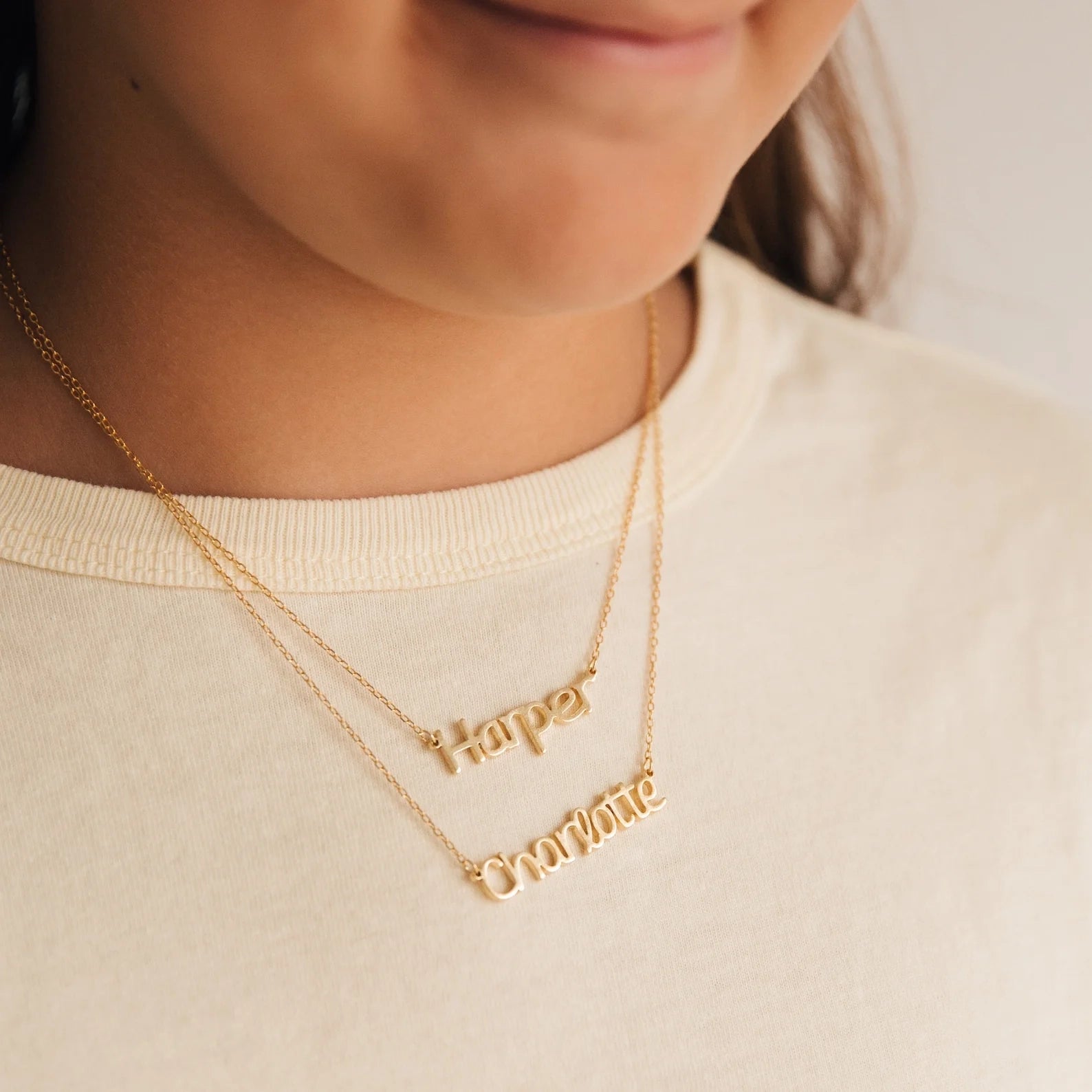 Maine Kid's Name Necklace Silver 18K Gold Plated