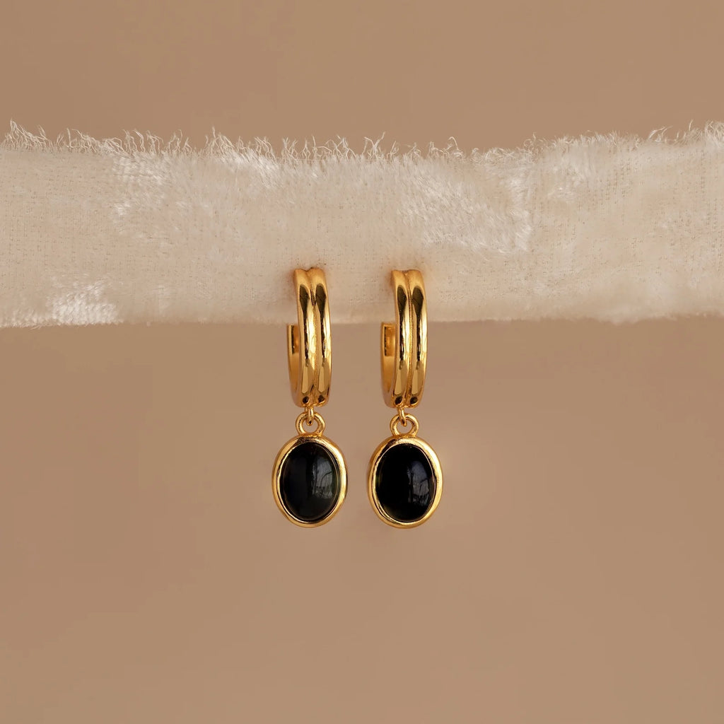 Black Onyx Hoops Bundle Silver 18K Gold Plated