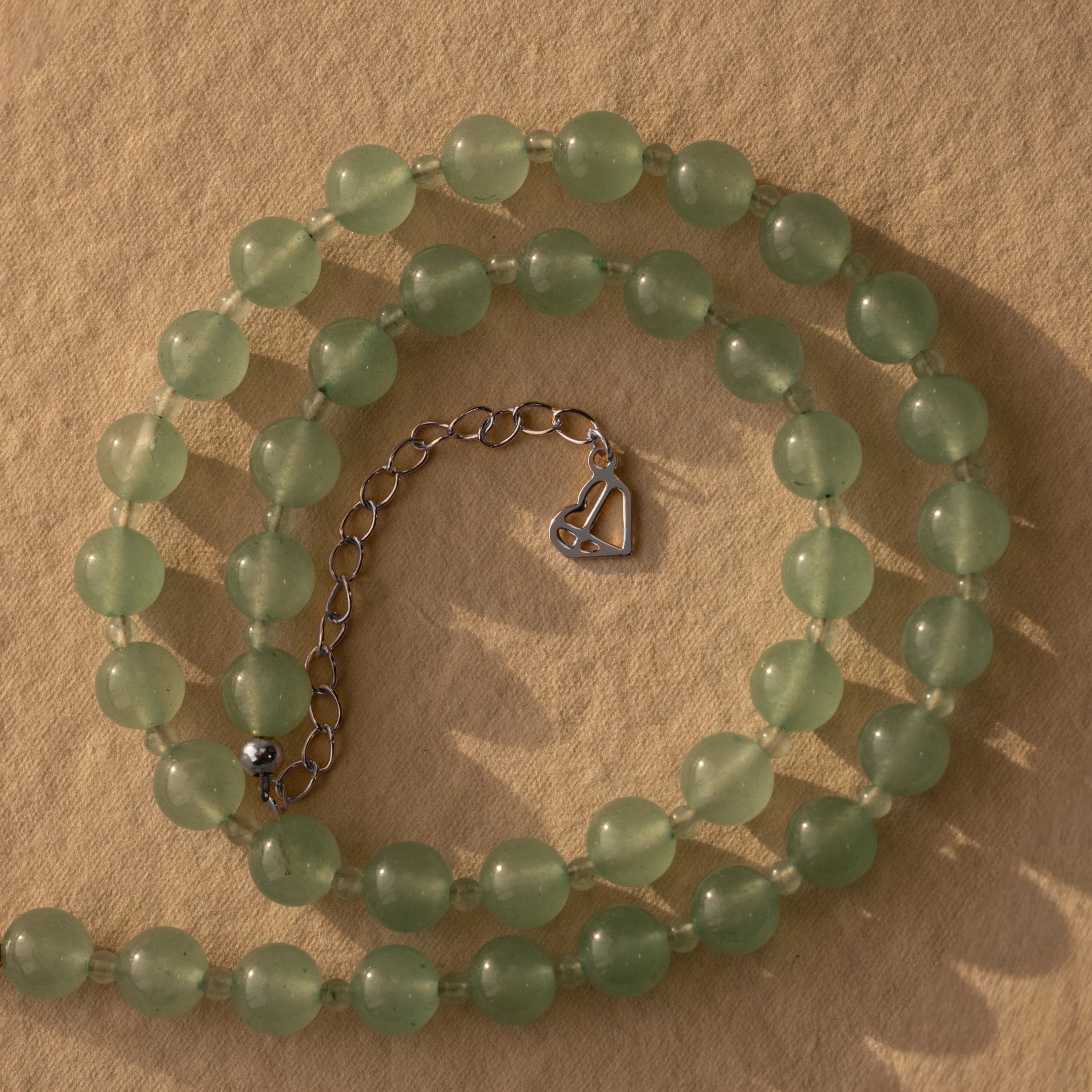 Aventurine Choker Necklace Silver 18K Gold Plated
