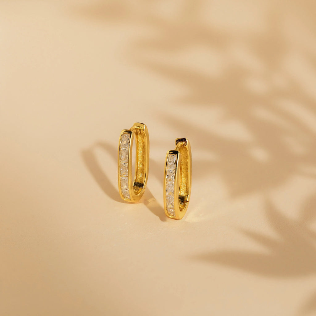 Baguette Link Hoop Earrings