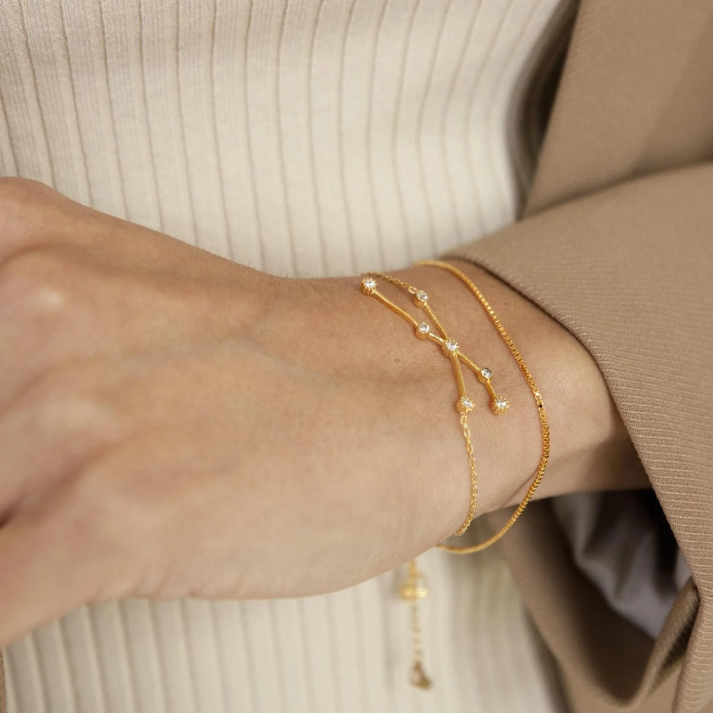 Diamond Constellation Charm Bracelet Silver 18K Gold Plated