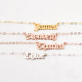 Old English Name Necklace Silver 18K Gold Plated