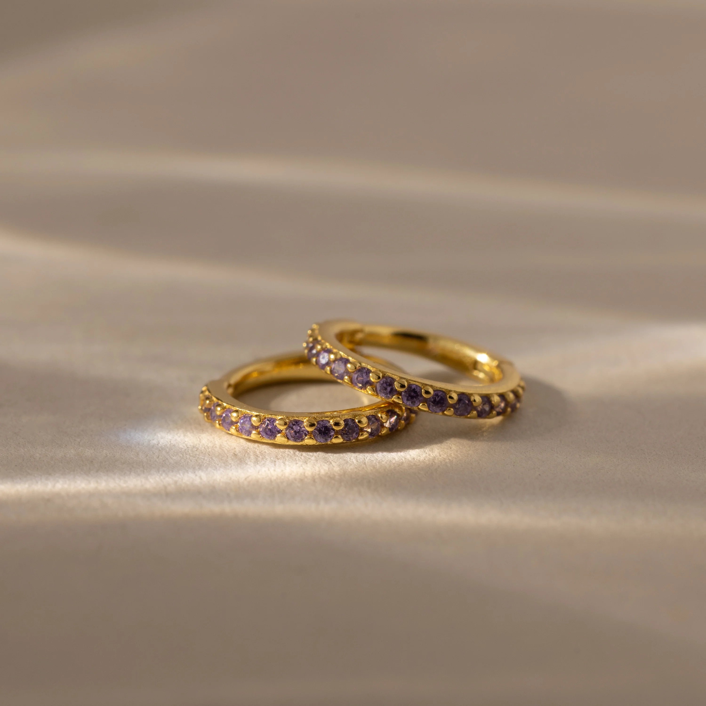 Amethyst Clicker Huggies Silver 18K Gold Plated
