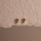 Diamond Birthstone Duo Flatback Studs Silver 18K Gold Plated