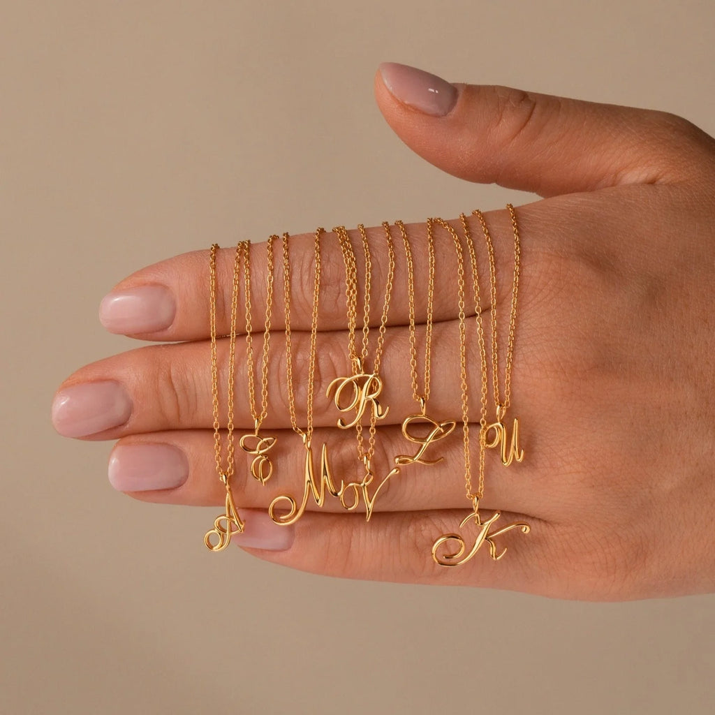 Davina Letter Necklace Silver 18K Gold Plated