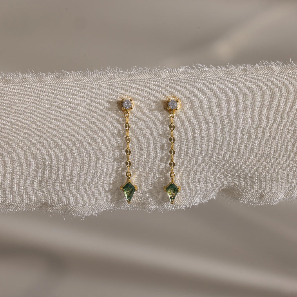 Agate Diamond Earrings Silver 18K Gold Plated